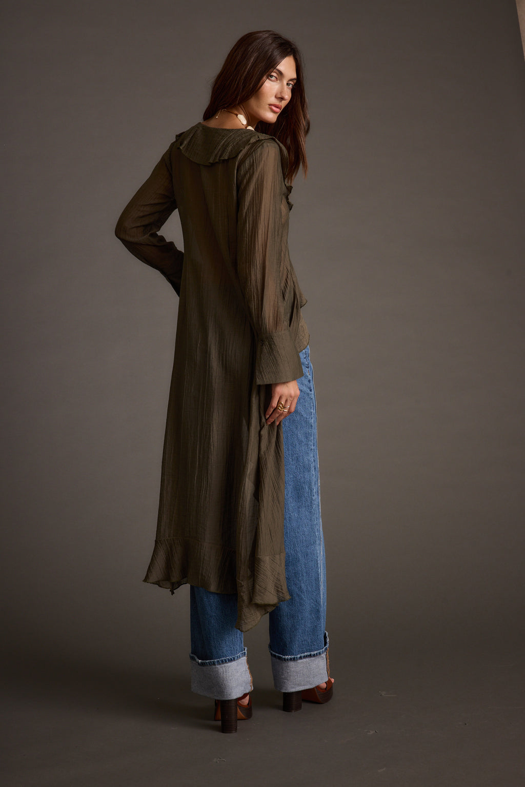 Women's Naomi Olive Longline Top