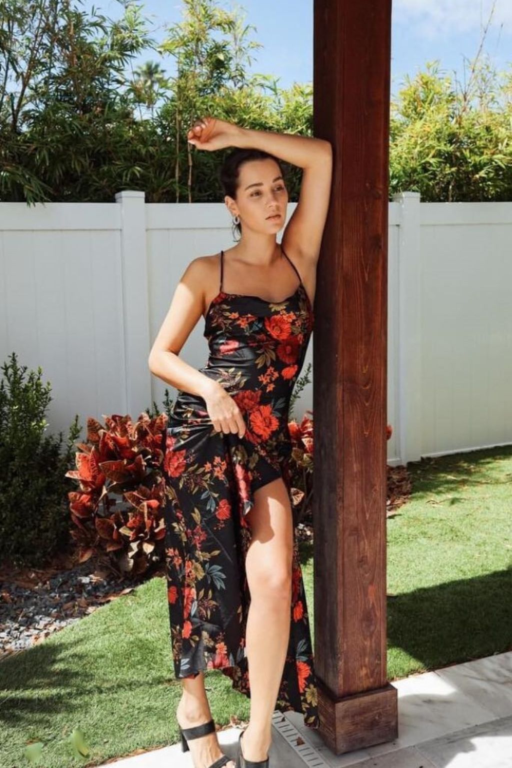 Natalia Black Floral Maxi Dress - XXL Size - Women's Dresses