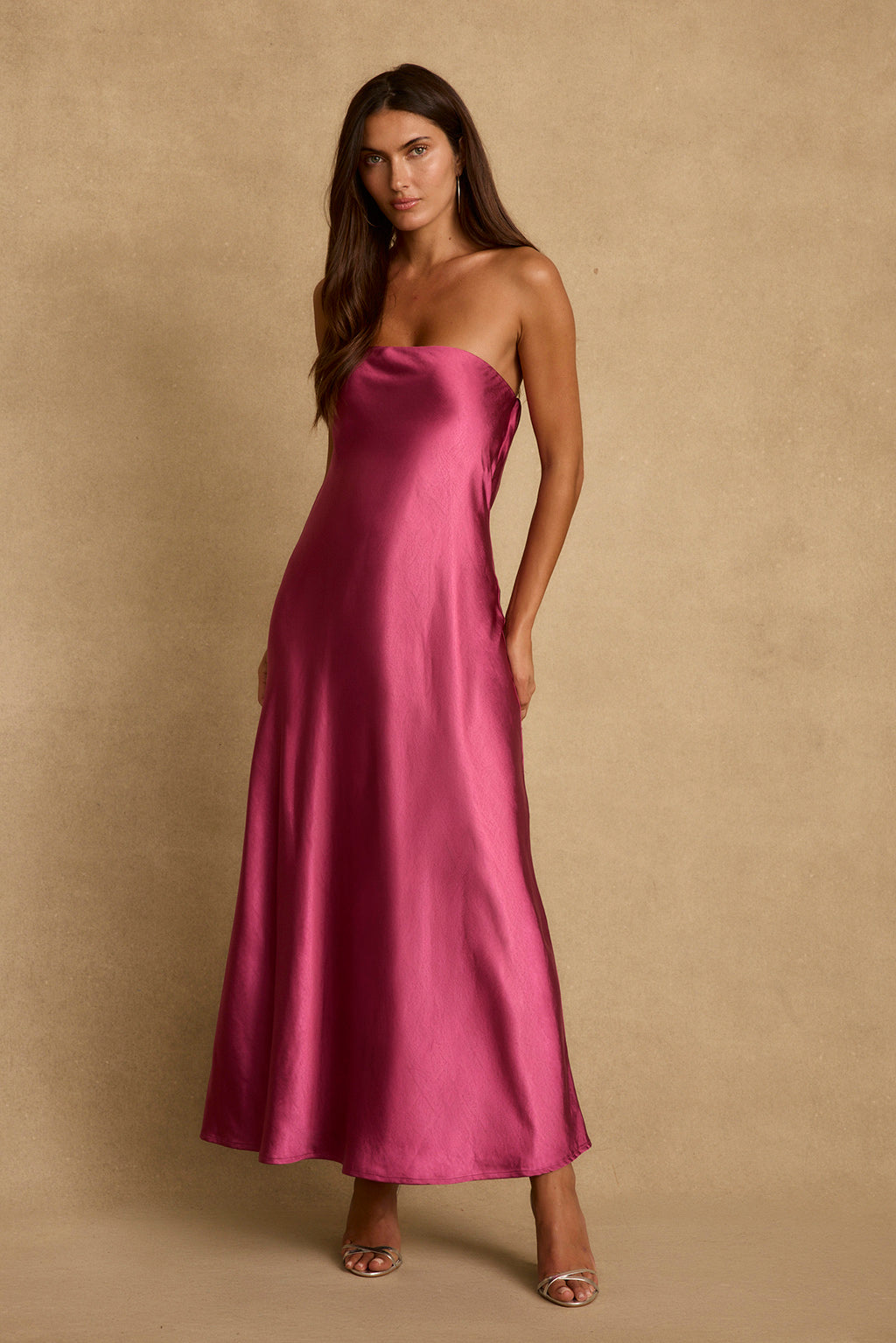 Natalia Fuschia Strapless Maxi Dress