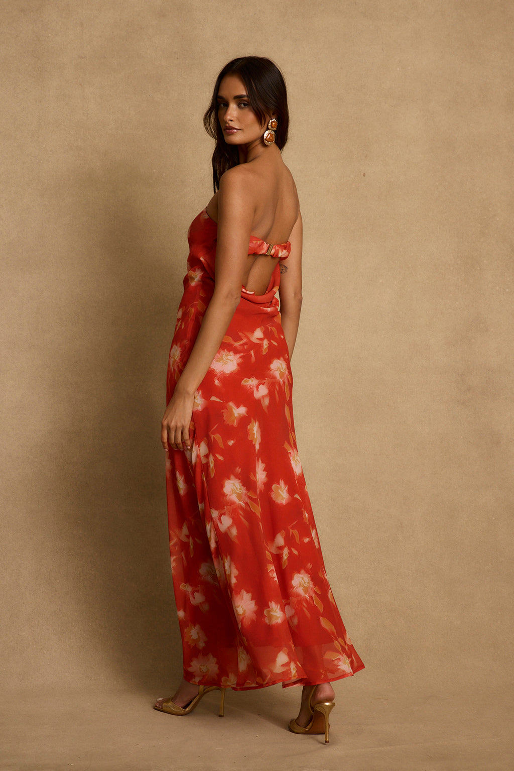red poppy dress Natalia Poppy Red Strapless Maxi Dress - XS Size - Women's Dresses