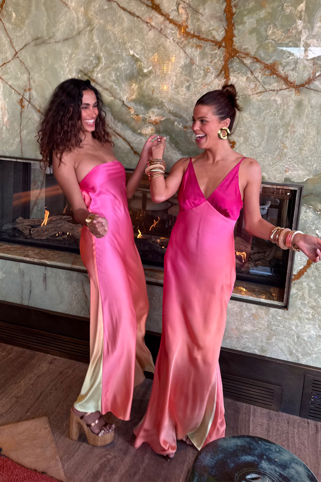 Natalia Pink Sorbet Strapless Maxi Dress - L Size - Women's Dresses