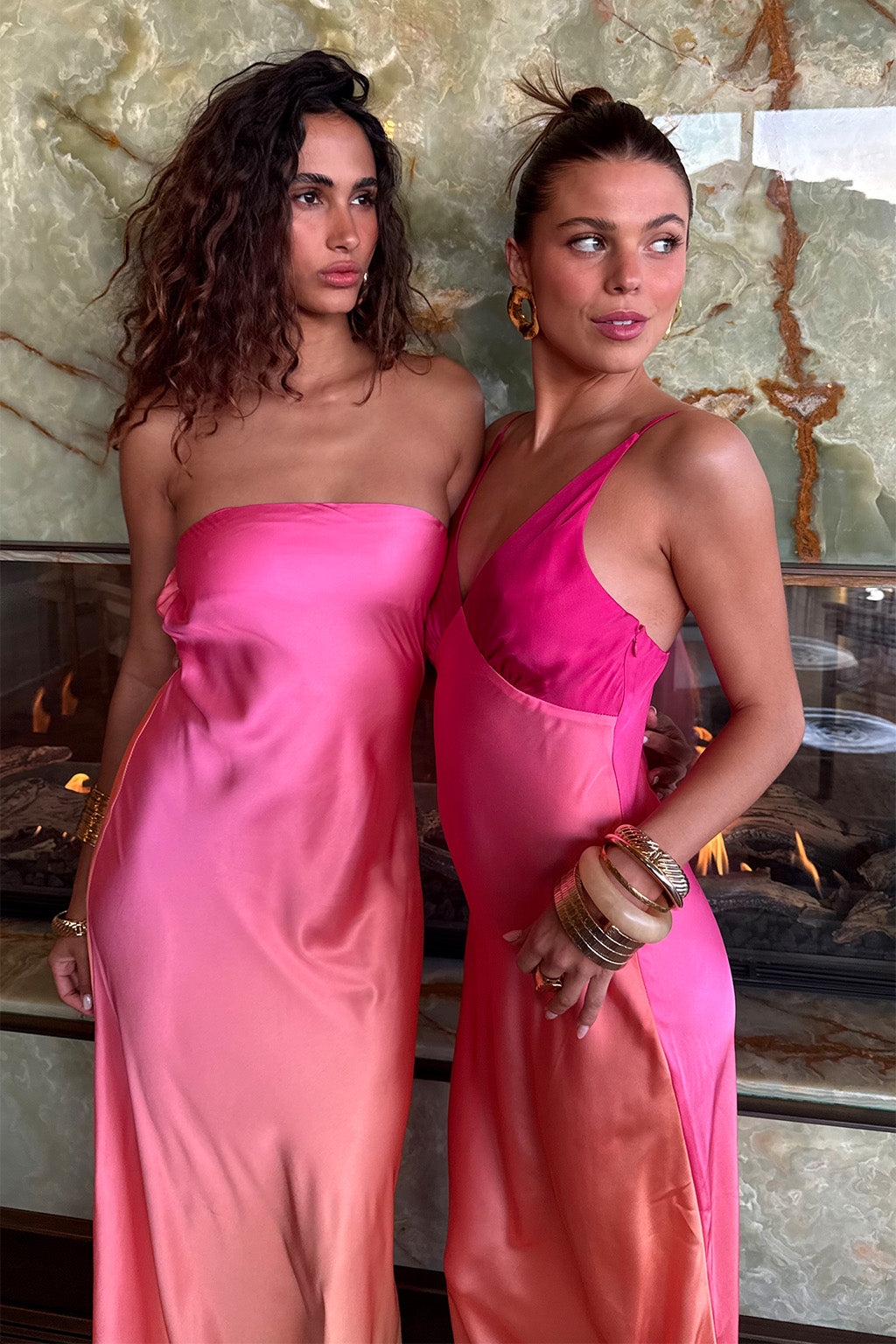 Natalia Pink Sorbet Strapless Maxi Dress