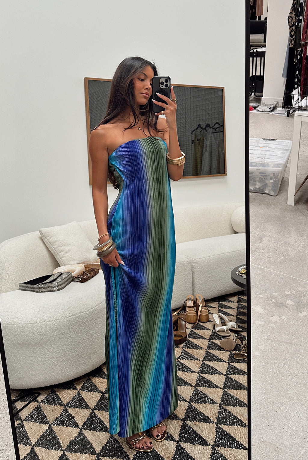 Normandy Printed Crochet Mini Dress