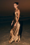 Natalia Bronze Strapless Maxi Dress