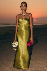 Natalia Chartreuse Strapless Maxi Dress