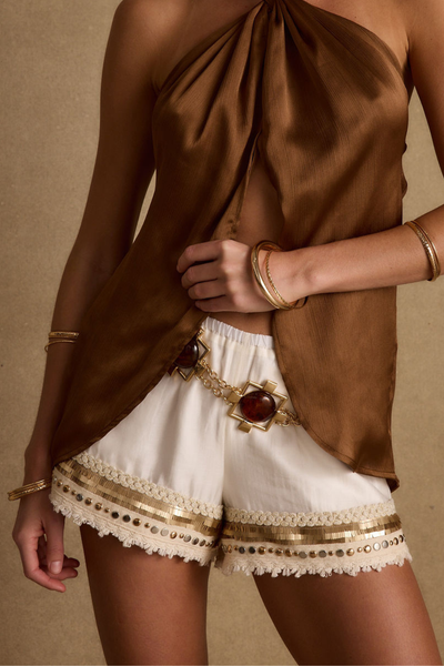 gold dress shorts Baltic Born Womens Mira Sequin Short Dress | Gold main image 0