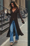 Nicoletta Espresso Knit Longline Top