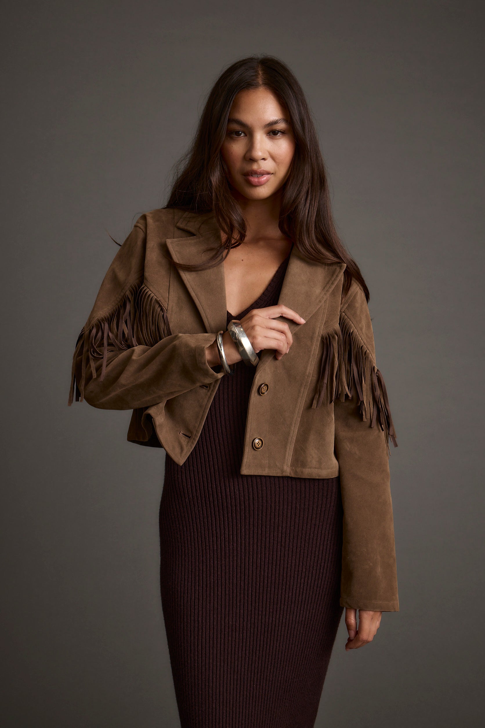 Nirvana Brown Vegan Suede Jacket