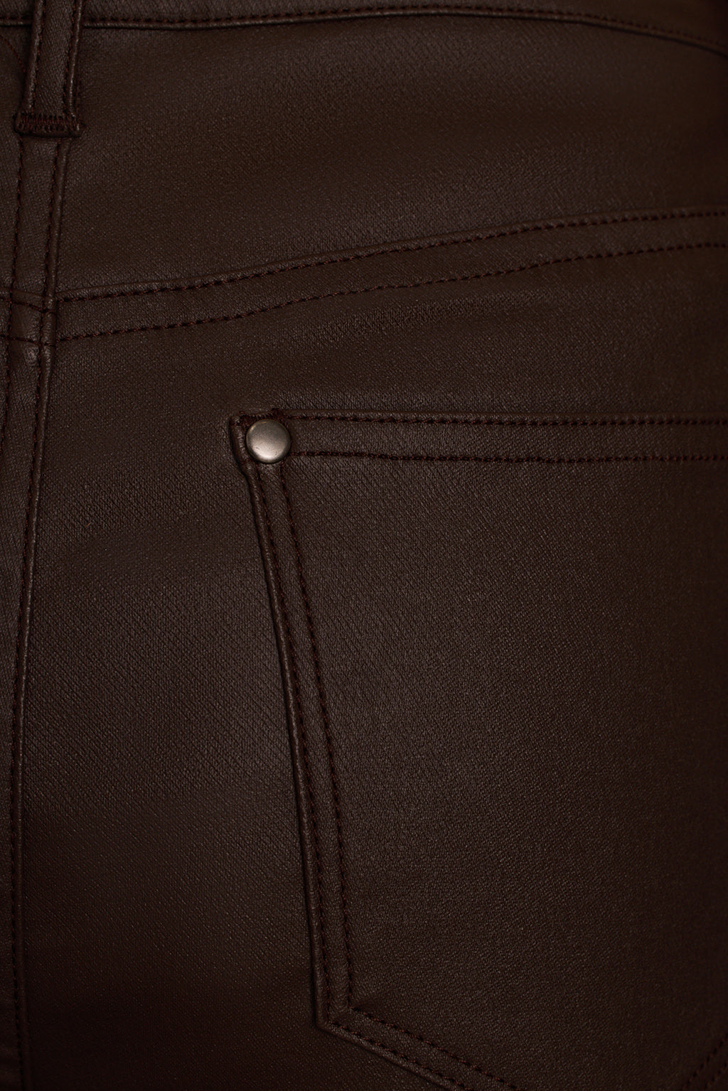 Fall pants back view with rear pocket detail and straight leg silhouette in mocha