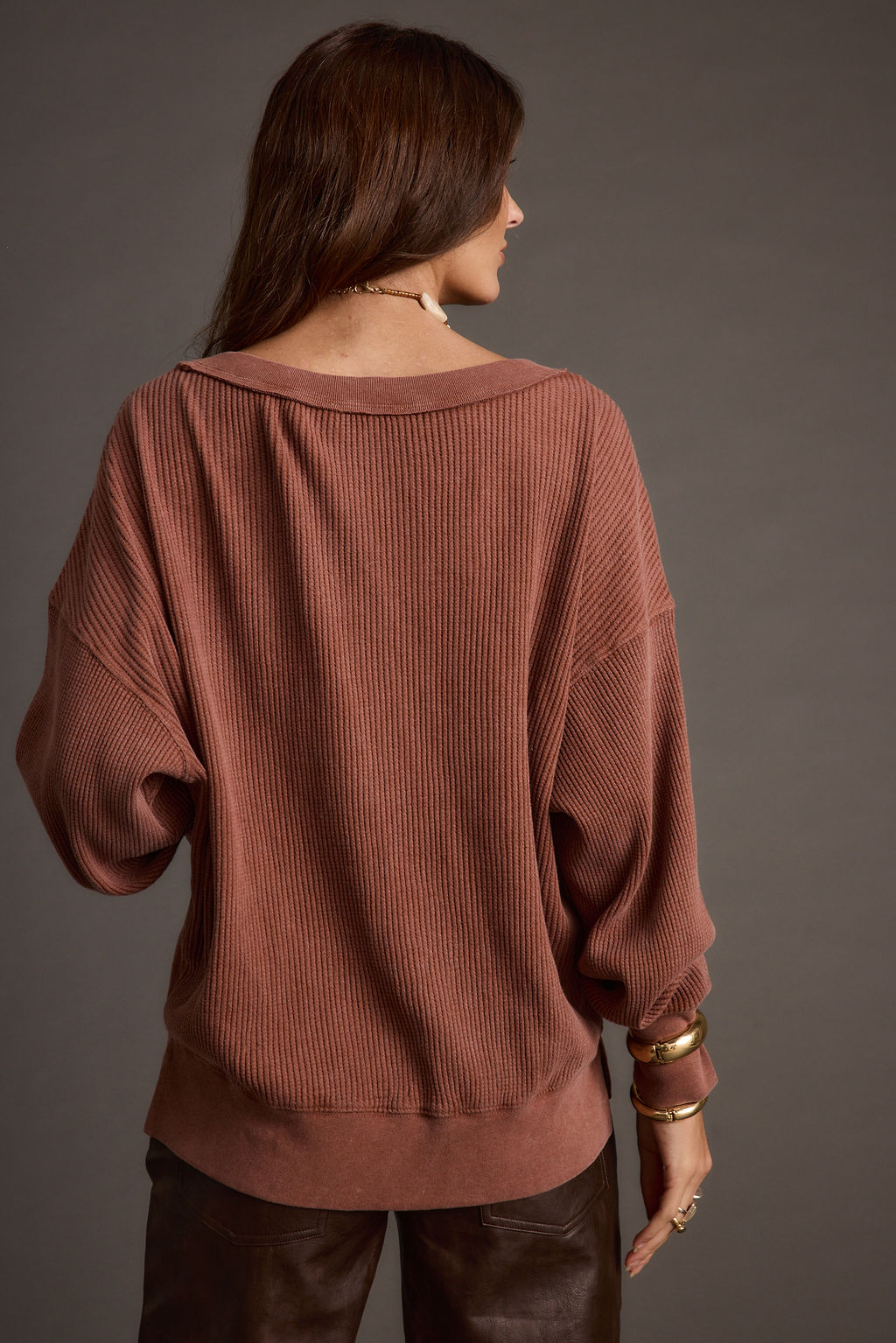 Not Your Ex's Rust Waffle Knit Top