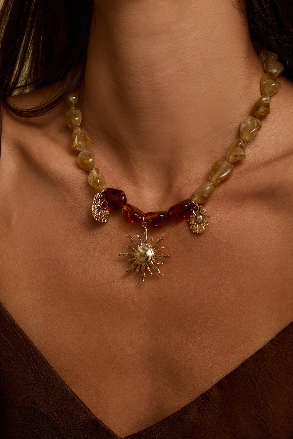 Novara Gold and Stone Charm Necklace | 12th Tribe