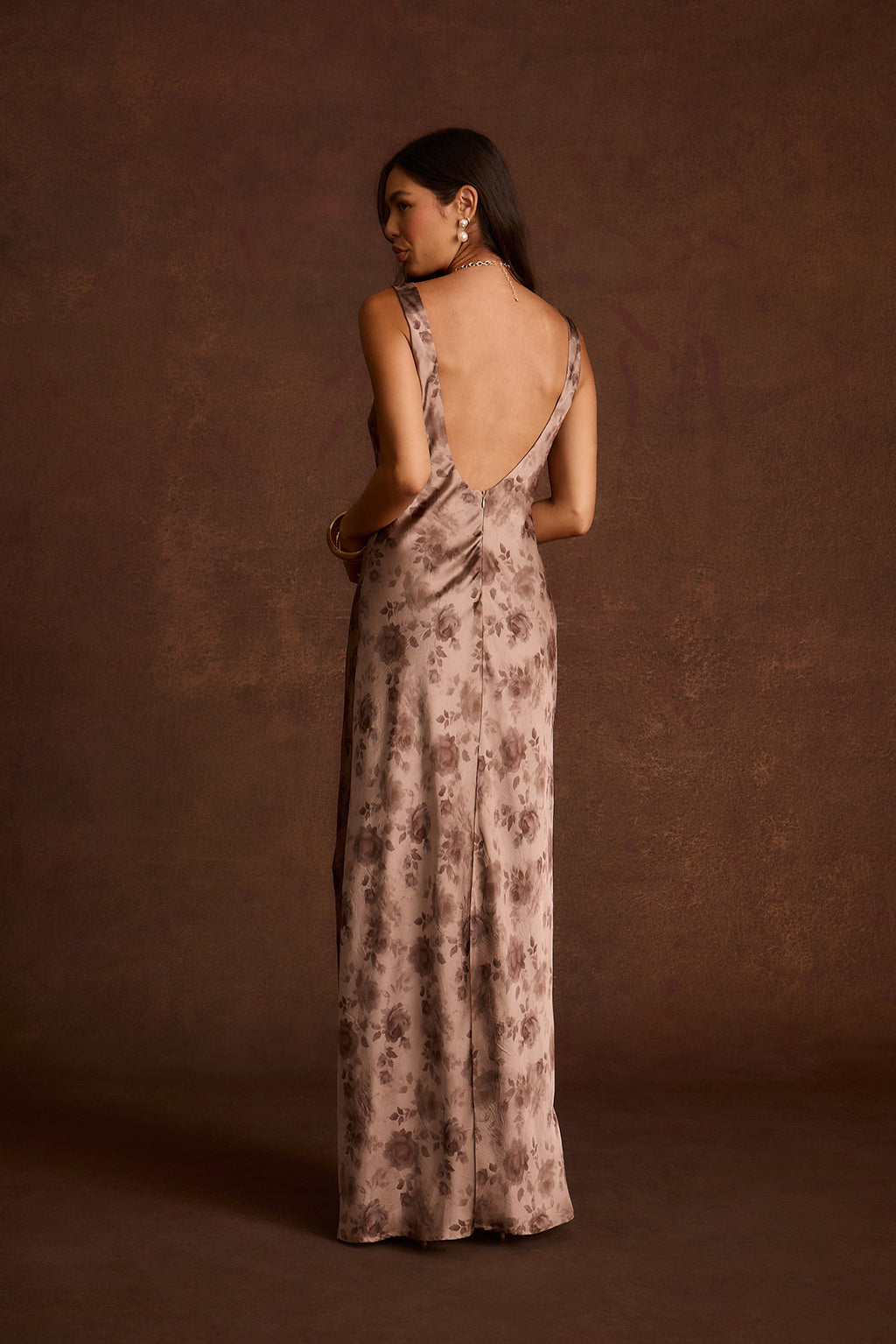floral satin maxi dress Orion Mocha - XS Size - Women's Dresses Sono Bisque Doll Wa Lining:No Lining Pre-Fall 2025 Floor length