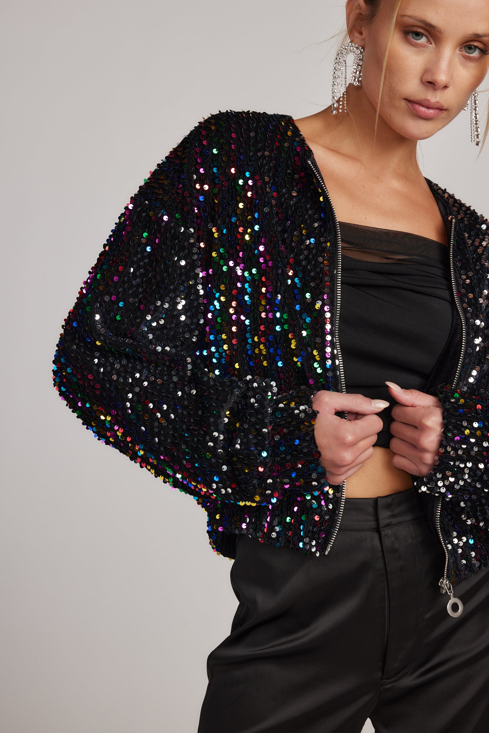 Lifestyle shot of the jacket styled for day-to-night versatility.