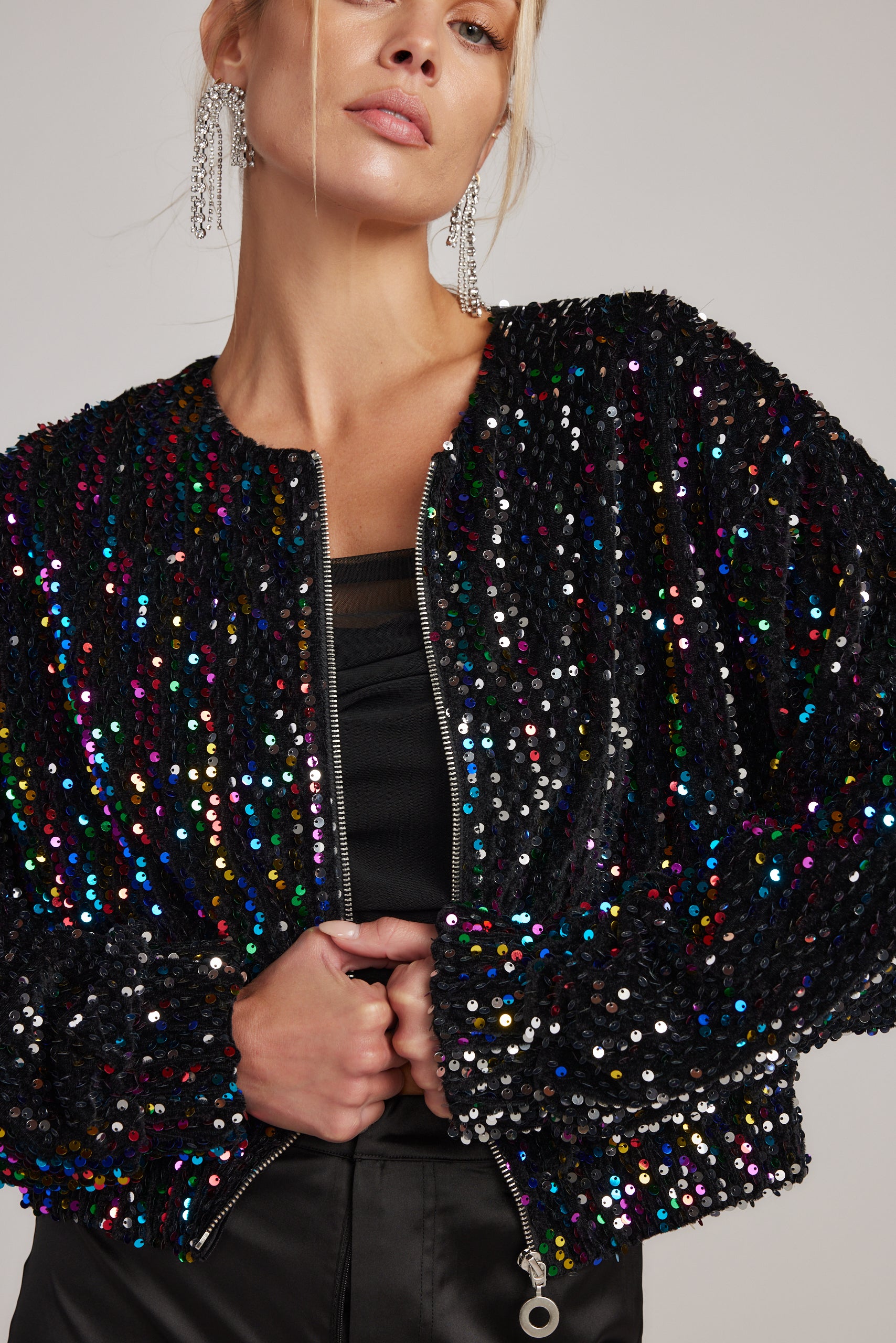 Ozzy Multi Sequin Zip Up Jacket – 12th Tribe