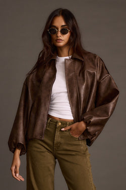 Santiago Espresso Vegan Leather Jacket