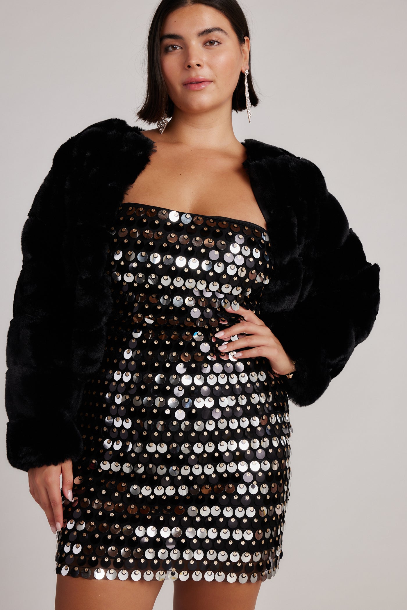Pippa Black Disco Sequin Mini Dress