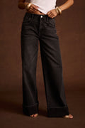 Presley Washed Black Cuffed Jeans