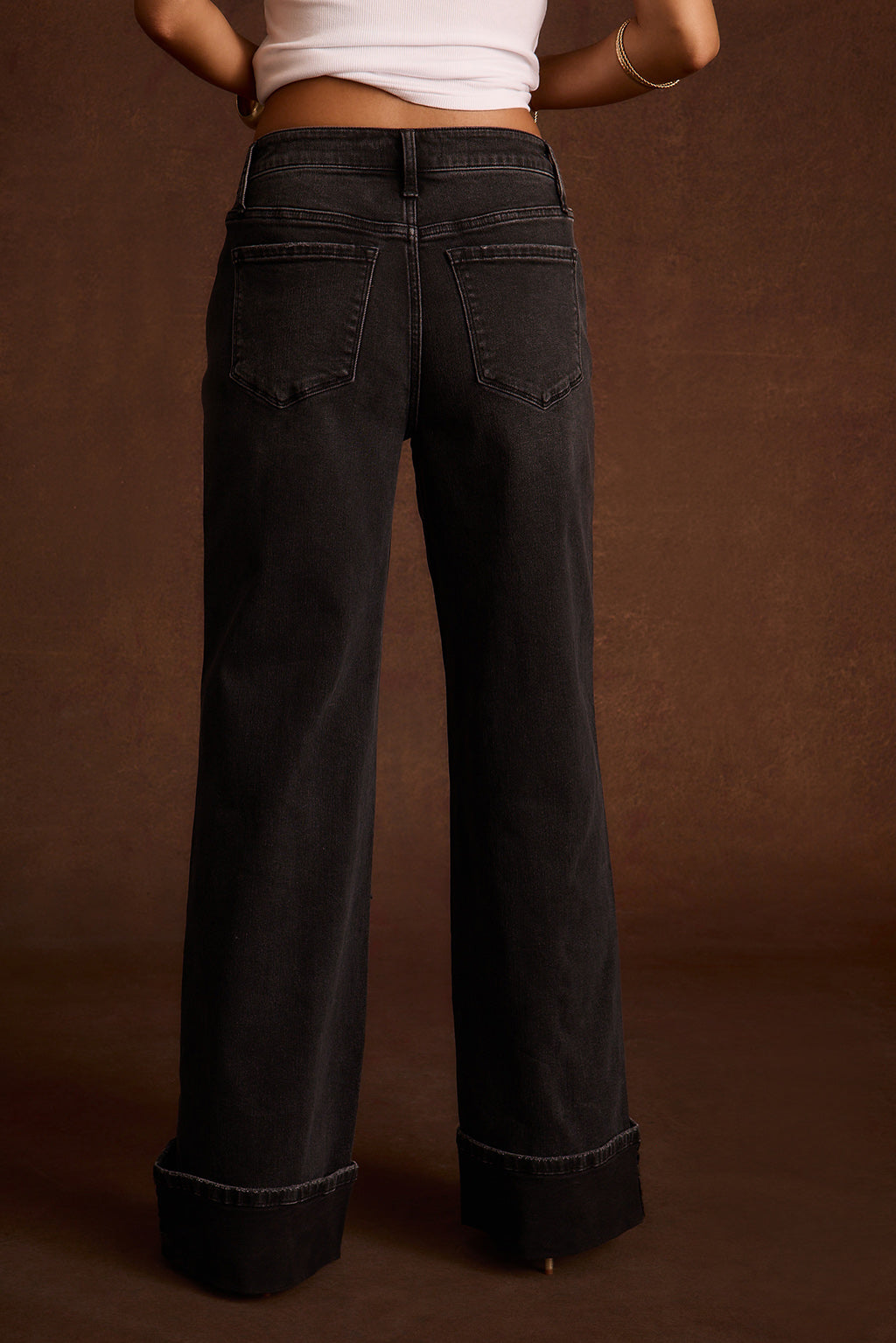 Presley Washed Black Cuffed Jeans