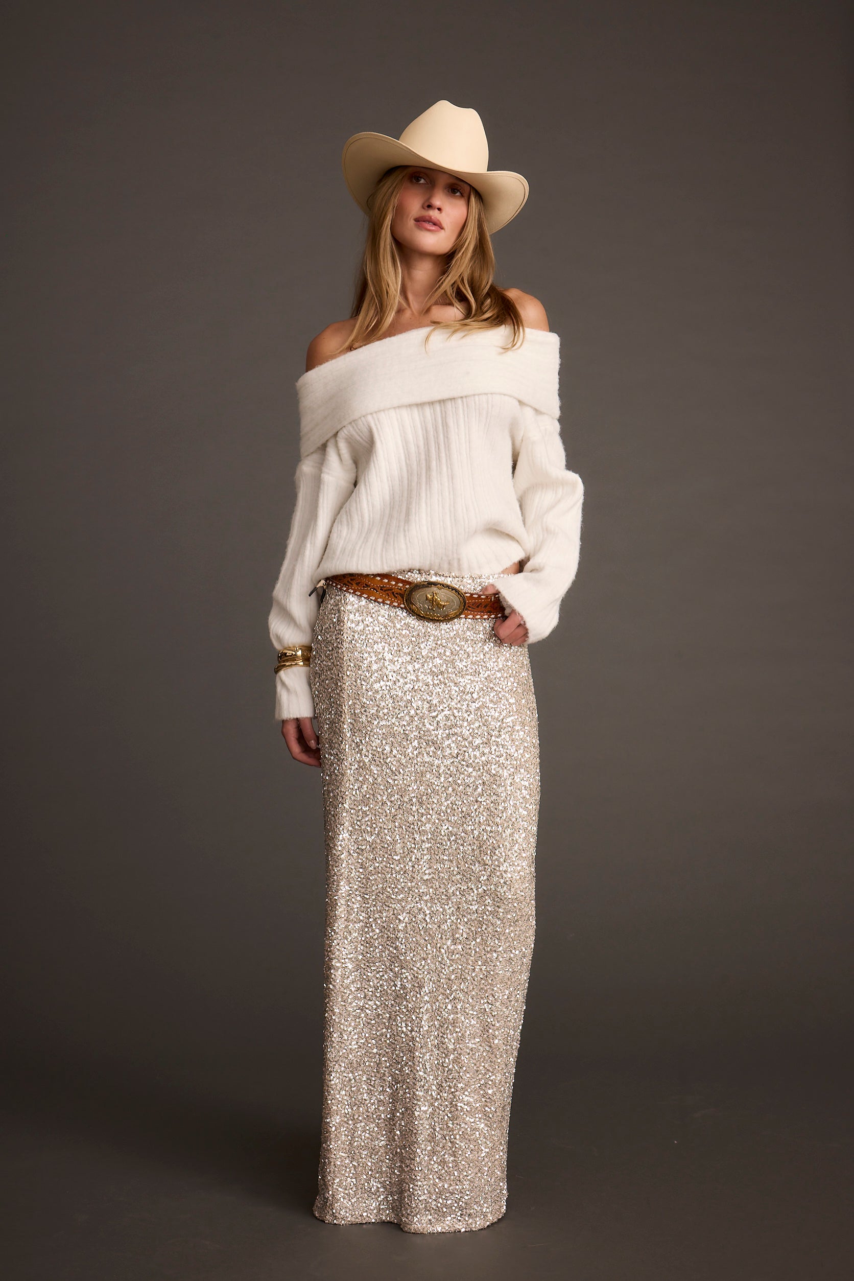 Pamela Ivory Off the Shoulder Sweater