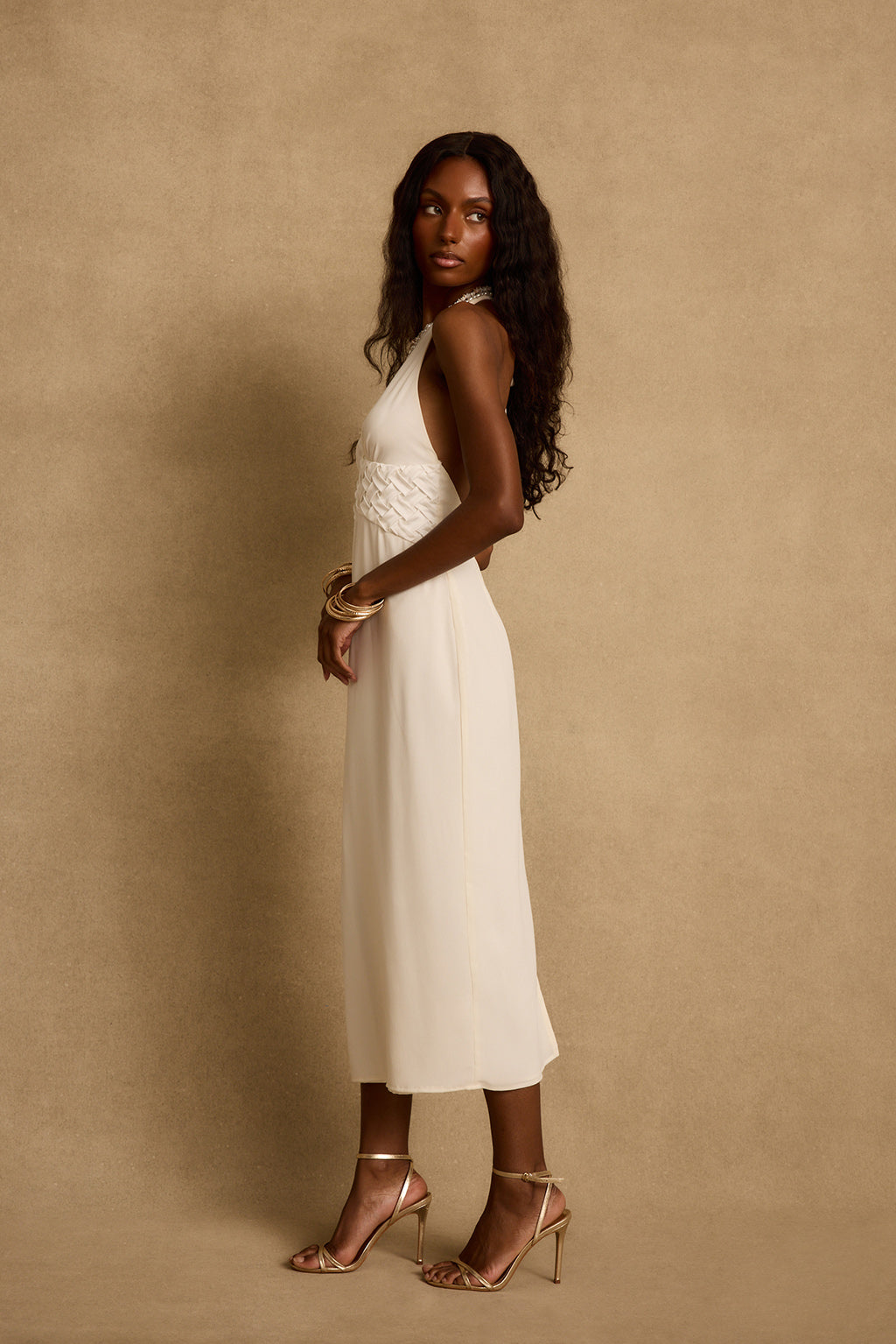 florentine halter midi dress Penelope White Halter Midi Dress