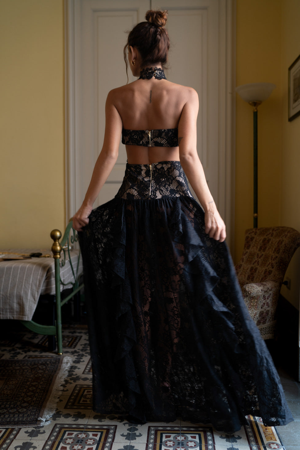 Princesa Black Lace Drop Waist Maxi Dress - XS Size - Women's Dresses - 12th Tribe Princesa Black Lace Drop Waist Maxi Dress - XS Size - Women's Dresses - 12th Tribe