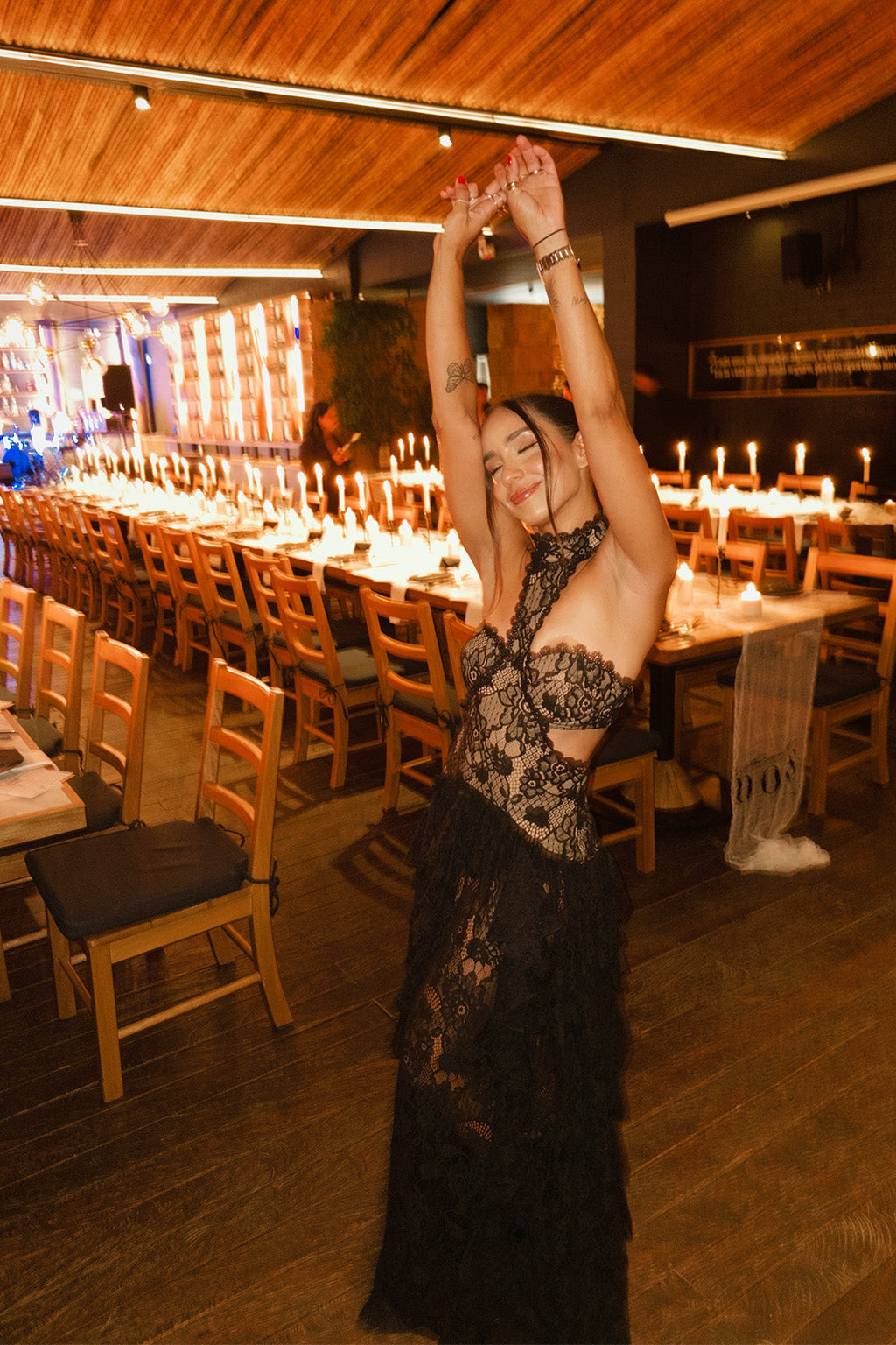 Princesa Black Lace Drop Waist Maxi Dress