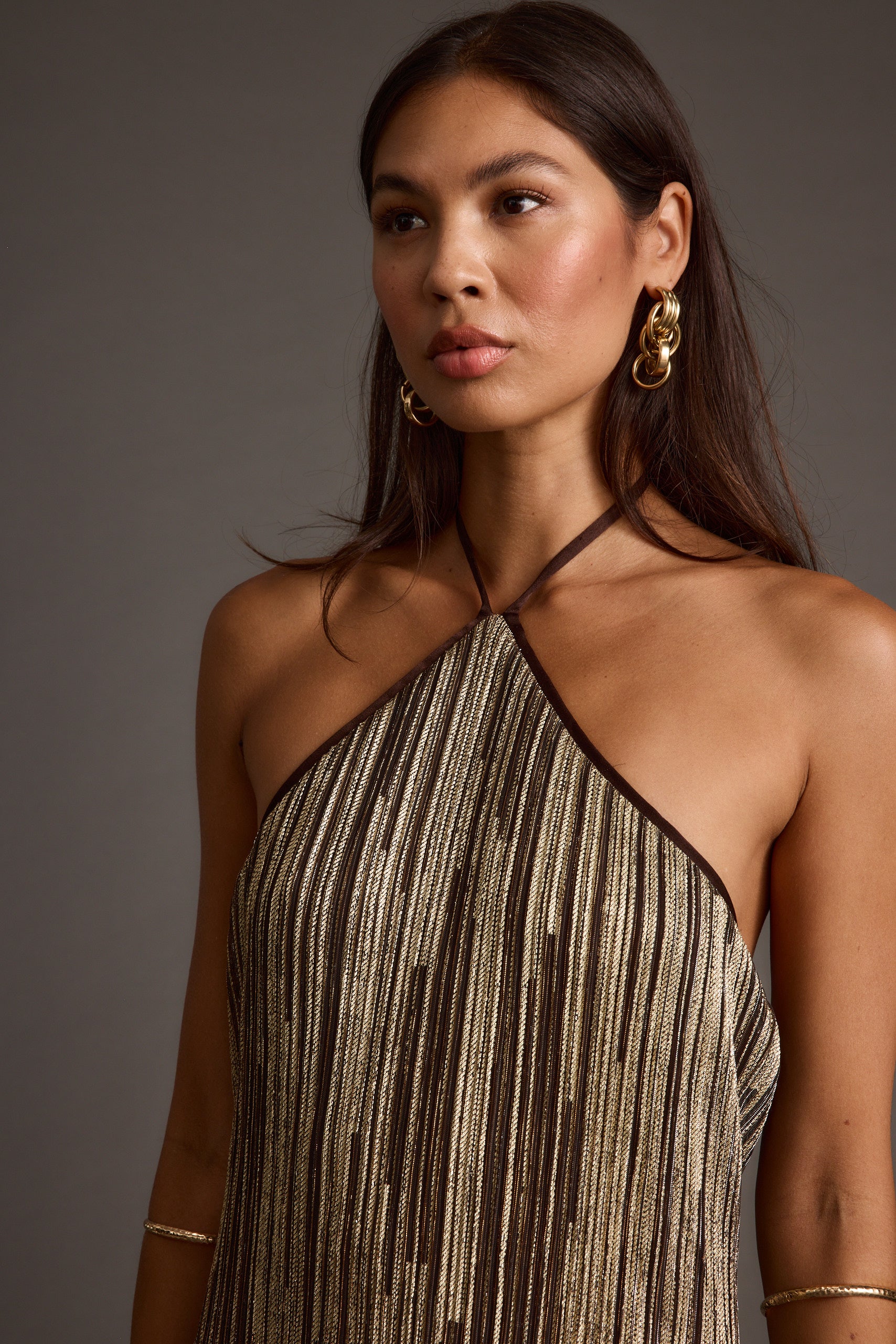 Prism Metallic Halter Maxi Dress