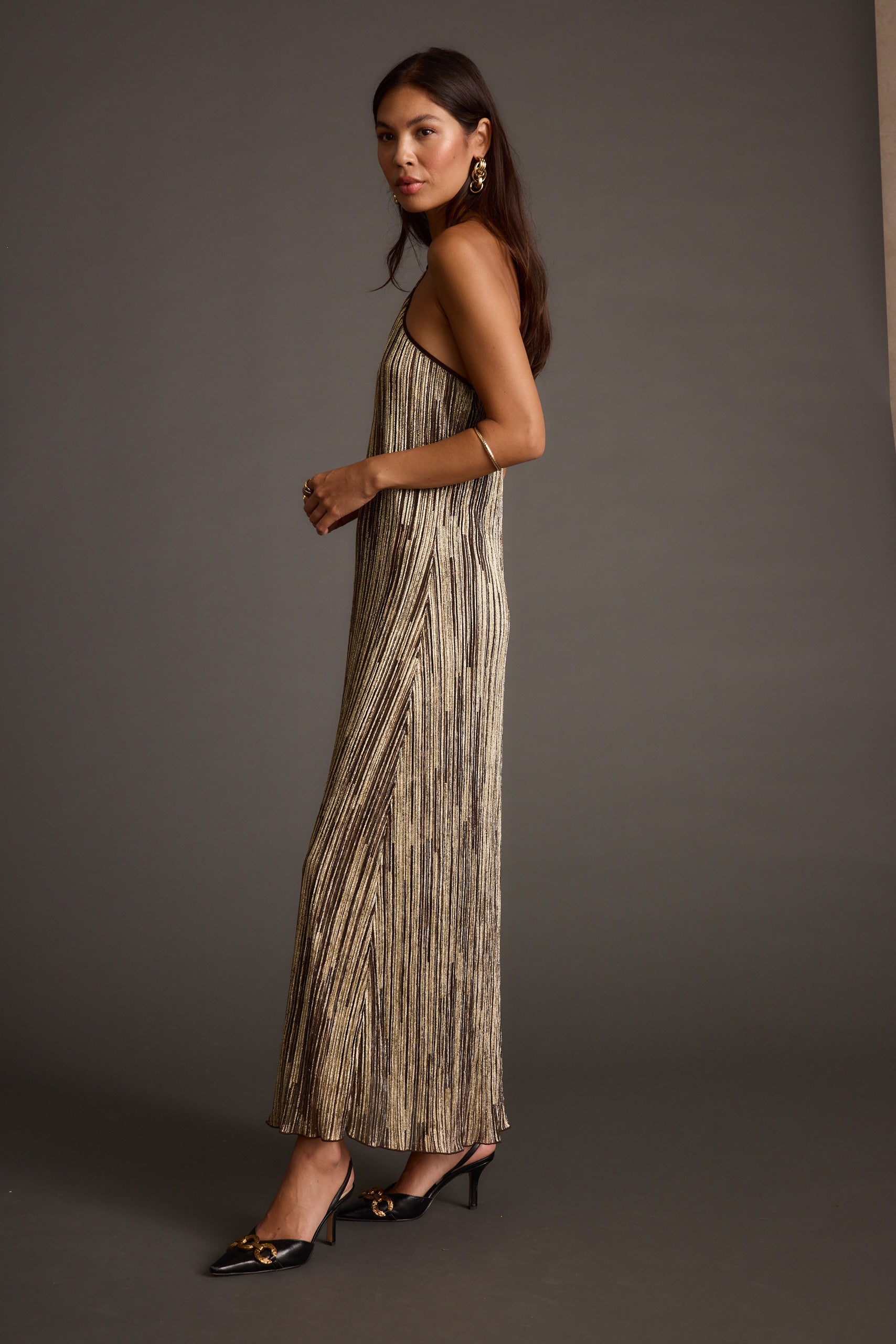 Prism Metallic Halter Maxi Dress