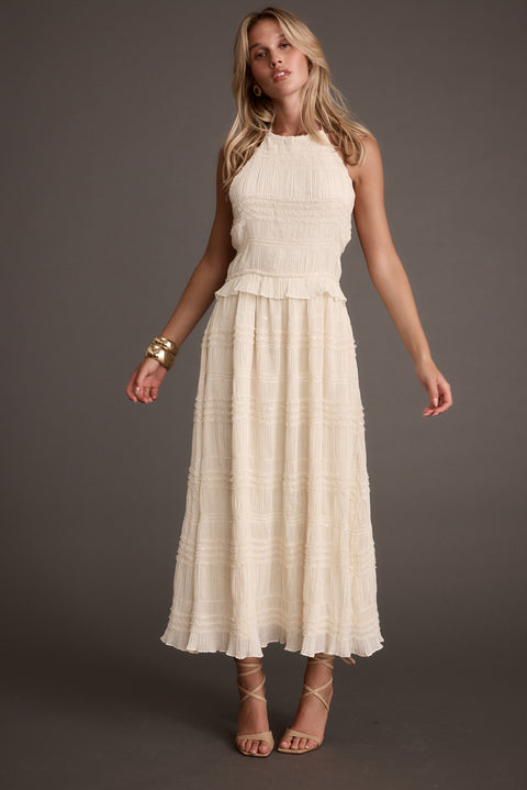 Women's Ivory Chiffon Maxi Dress