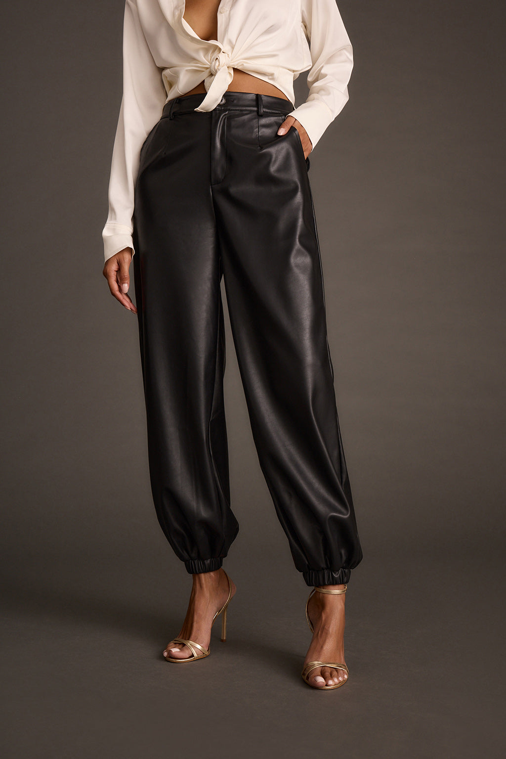 Reverie Black Vegan Leather Balloon Pants