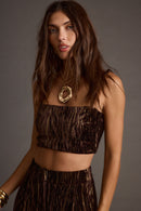 Rhea Espresso Velvet Crop Top