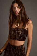Rhea Espresso Velvet Crop Top