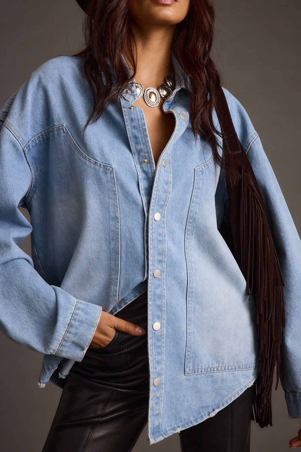 Rocky Light Denim Button Down Top