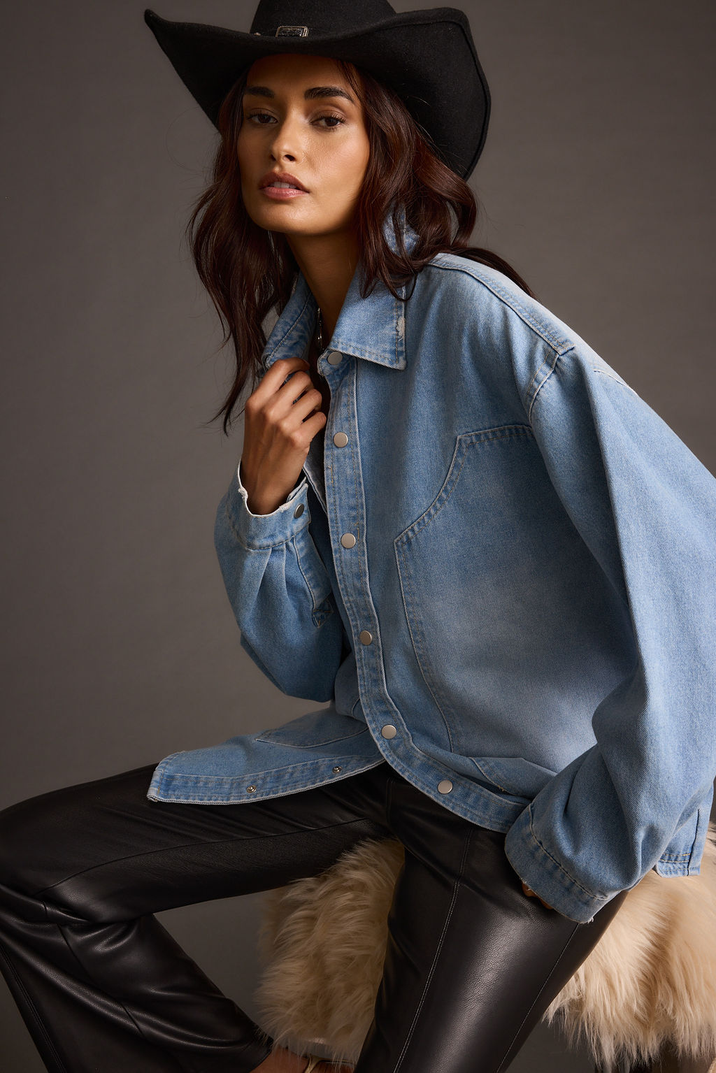 Rocky Light Denim Button Down Top