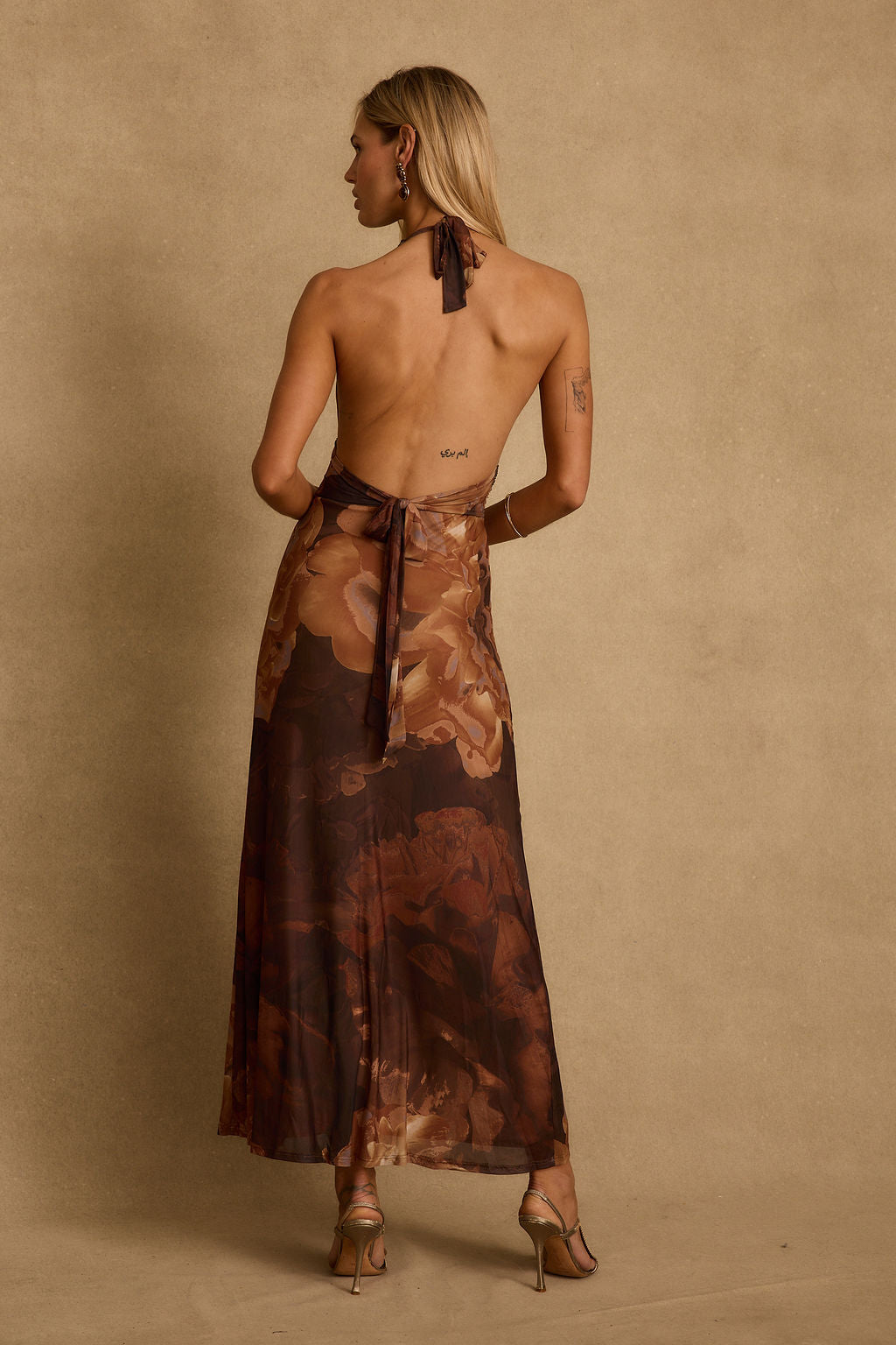 Rosalia Mocha Mesh Maxi Dress