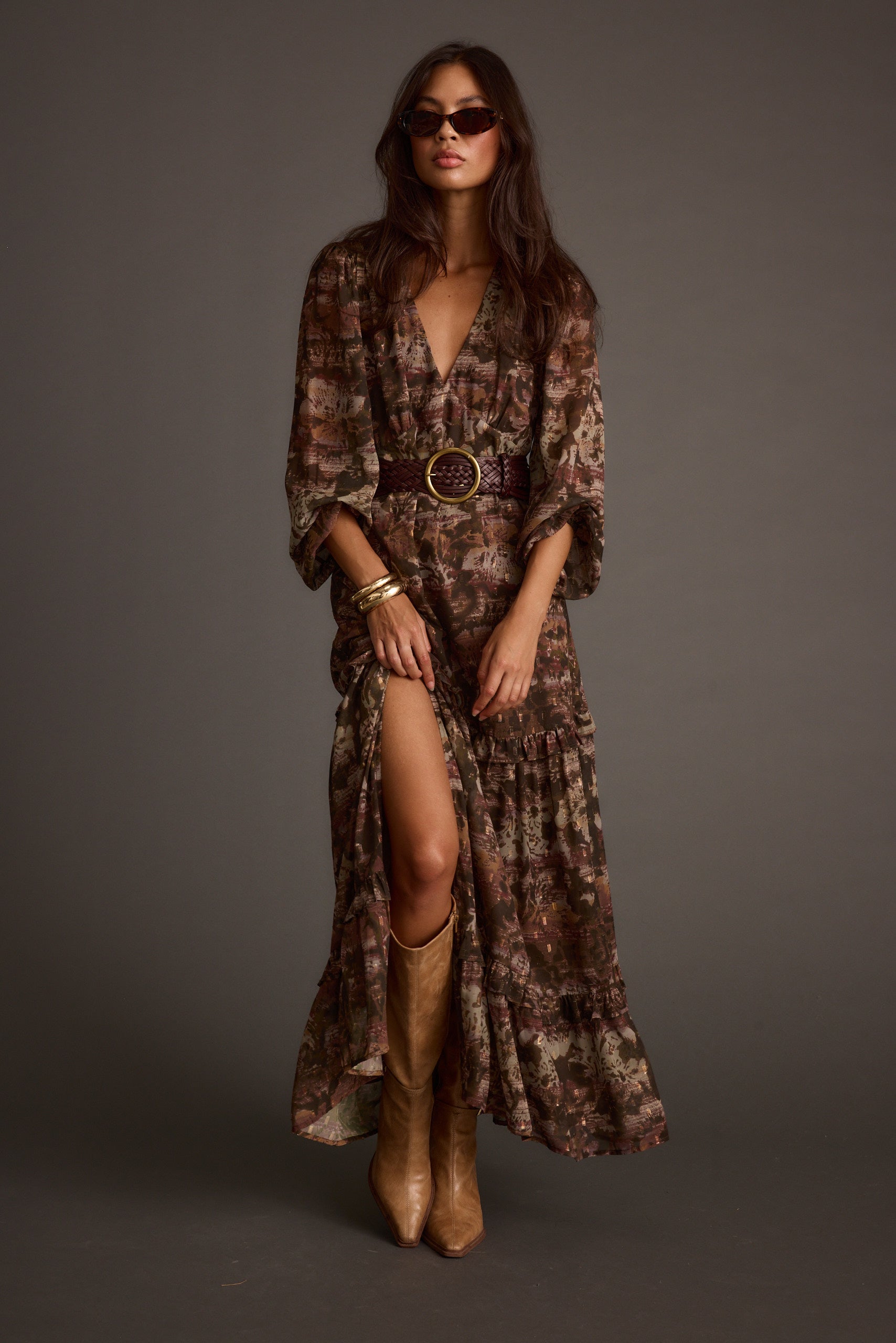 Raindance Floral Long Sleeved Maxi Dress