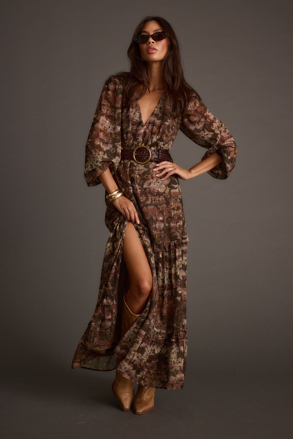 Raindance Floral Long Sleeved Maxi Dress - XL Size - Women's Dresses