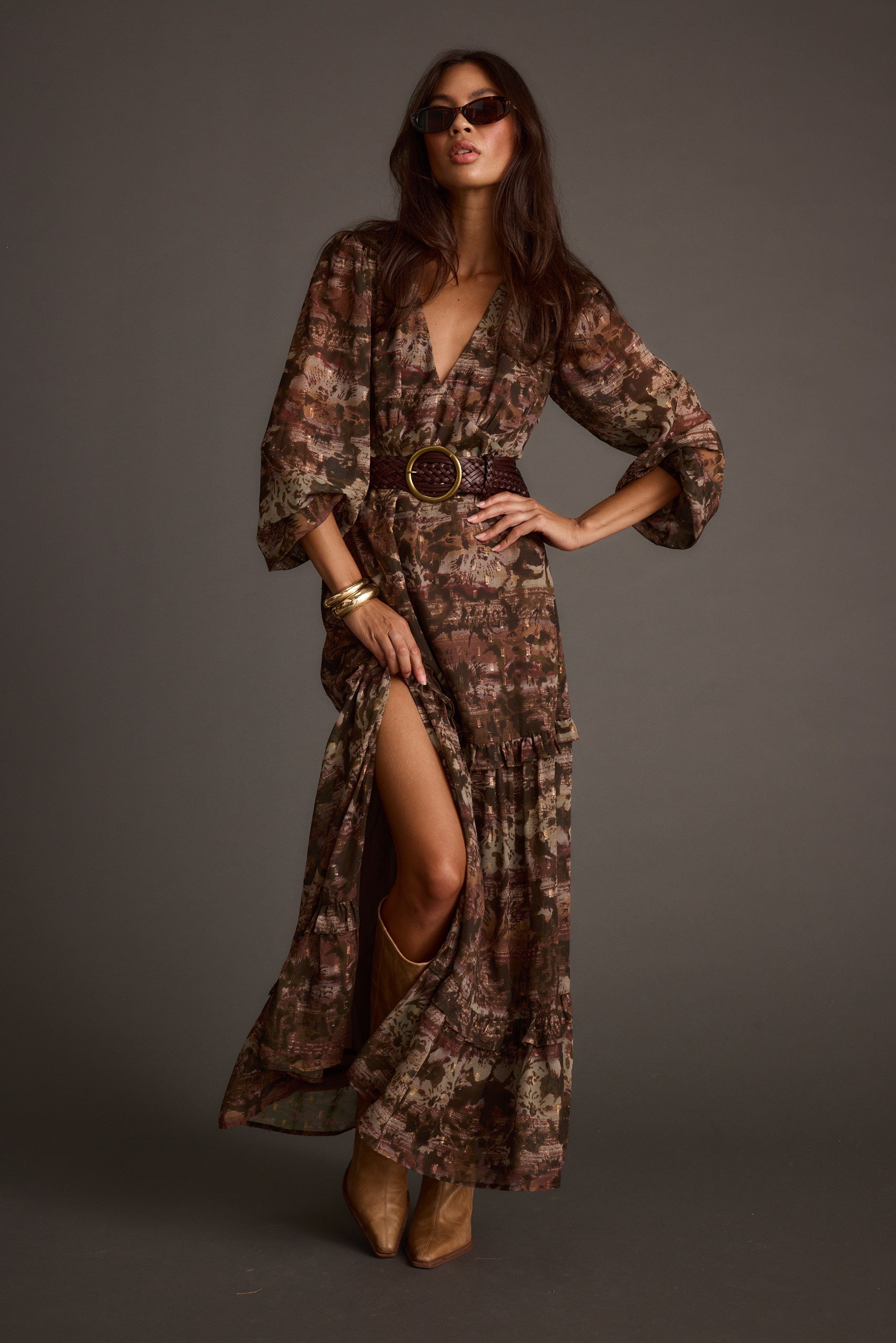 Raindance Floral Long Sleeved Maxi Dress