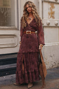 Raindance Mulberry Paisley Long Sleeved Maxi Dress
