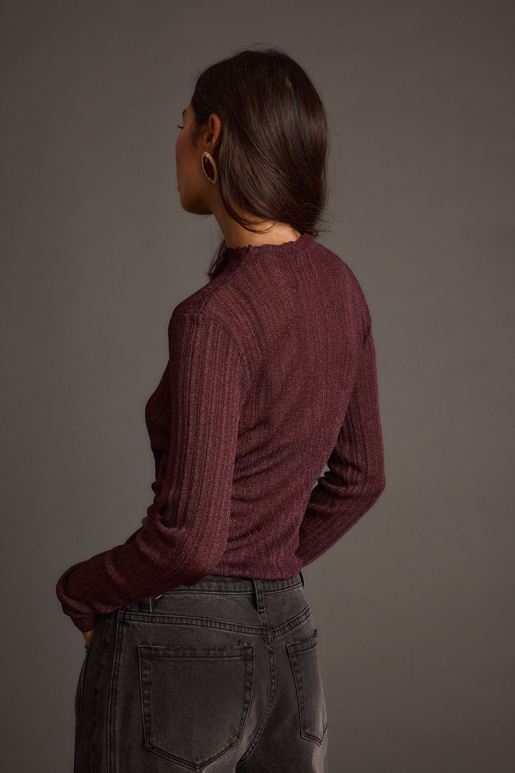 Rania Mulberry Mock Neck Top