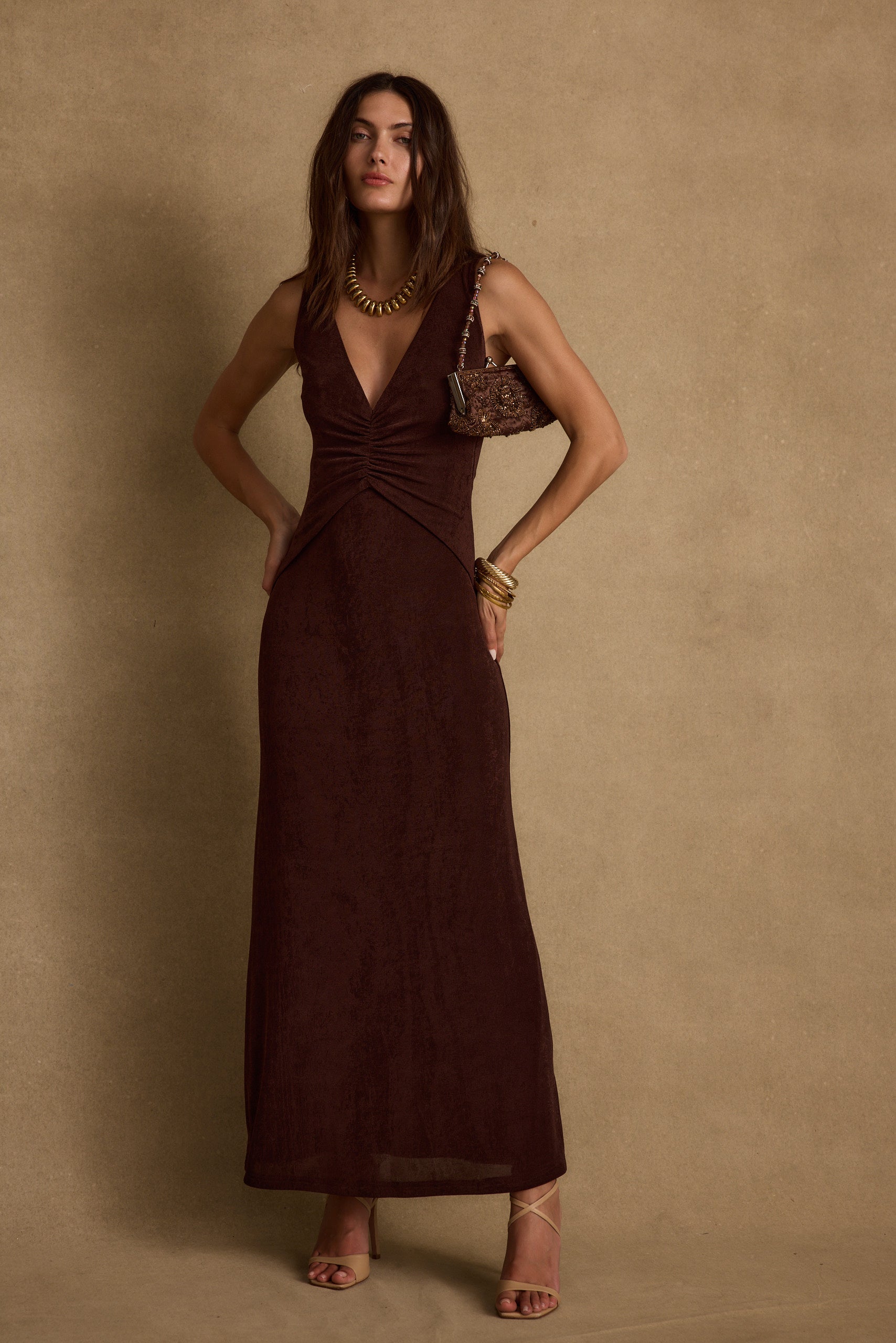 Reese Espresso Slinky Maxi Dress - L Size - Women's Dresses - 12th Tribe Reese Espresso Slinky Maxi Dress - L Size - Women's Dresses - 12th Tribe