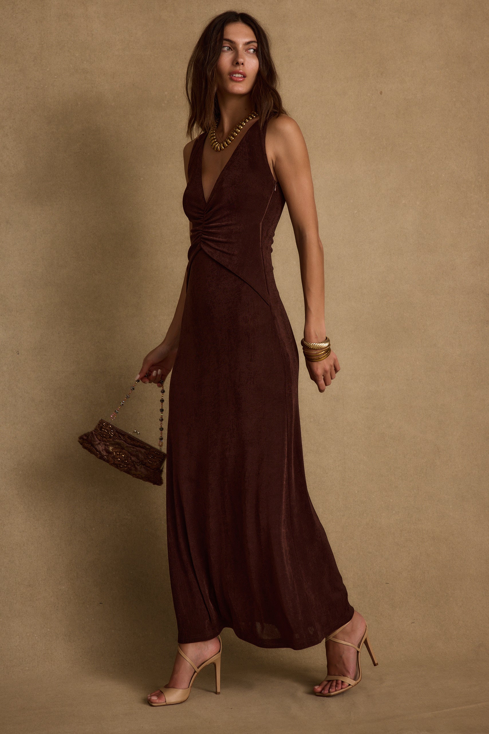 Reese Espresso Slinky Maxi Dress