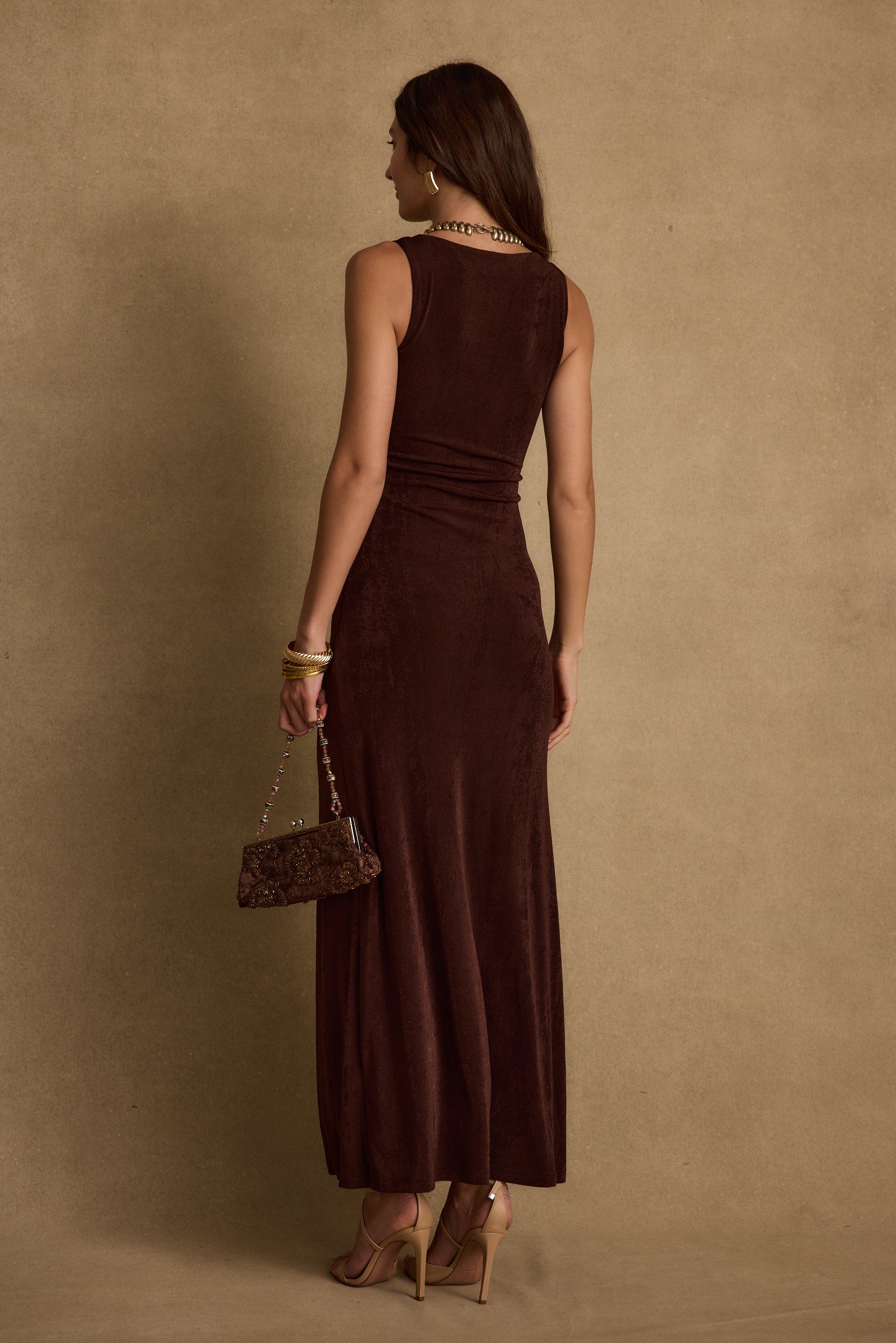 Reese Espresso Slinky Maxi Dress