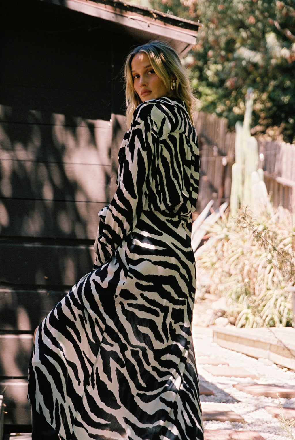 Renna Zebra Long Sleeve Wrap i Dress - L Size - Women's Dresses - 12th Tribe