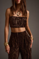Rhea Espresso Velvet Crop Top