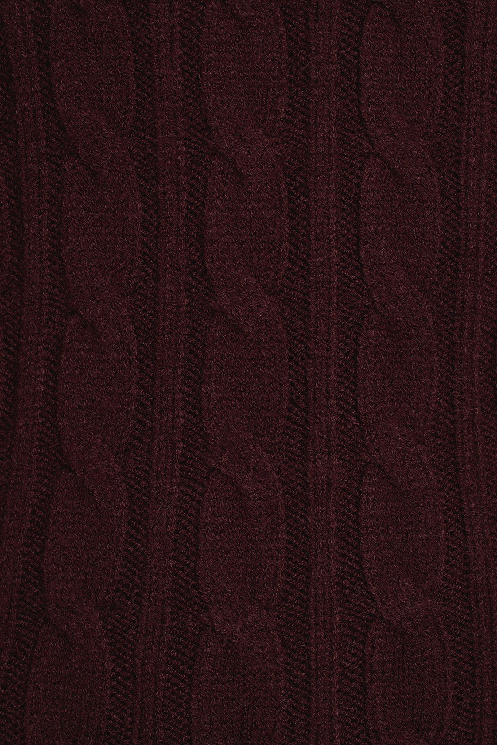 Burgundy sweater dress cable knit detail close-up showing rich wine-toned yarn texture