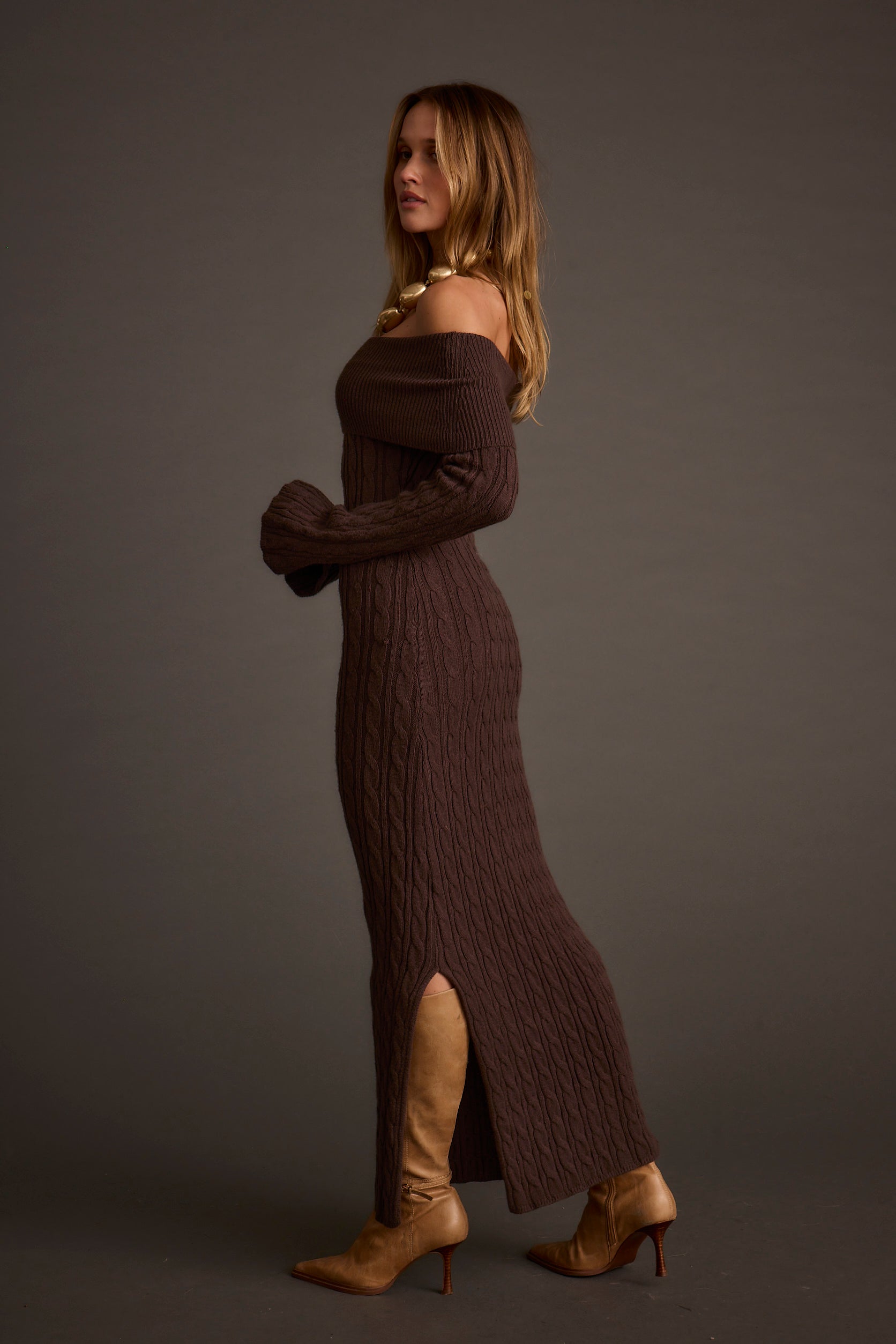 Rhiannon Espresso Sweater Maxi Dress