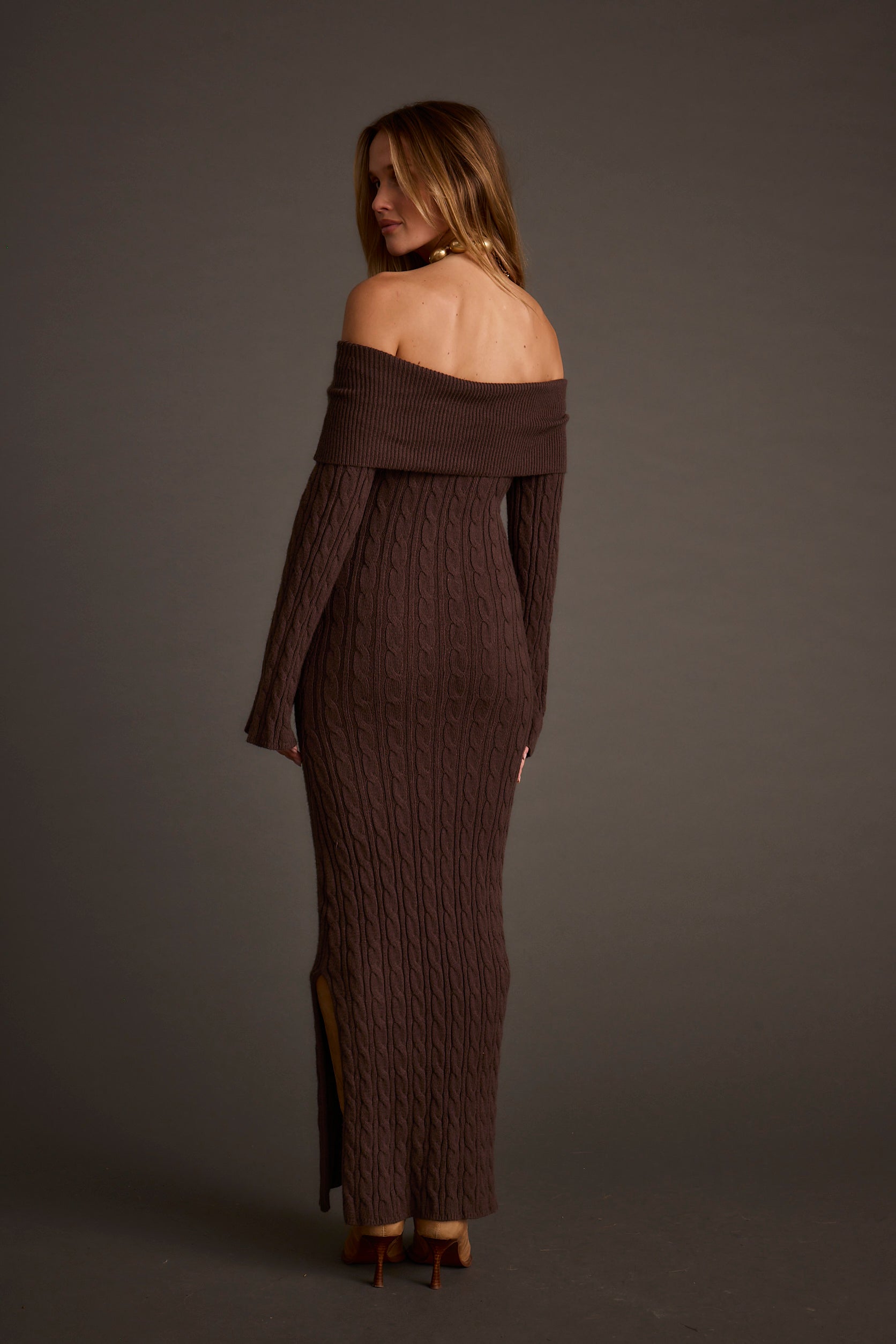 Rhiannon Espresso Sweater Maxi Dress