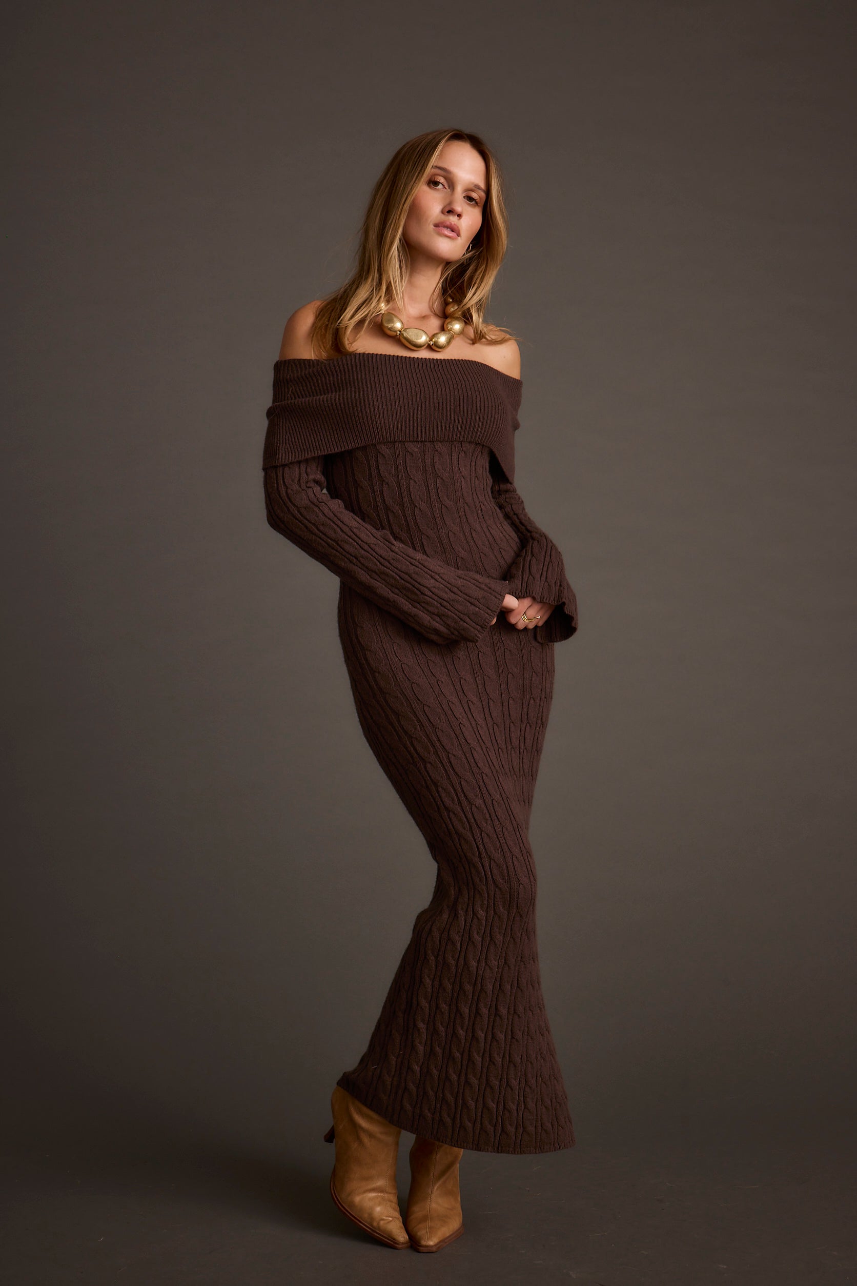 Rhiannon Espresso Sweater Maxi Dress