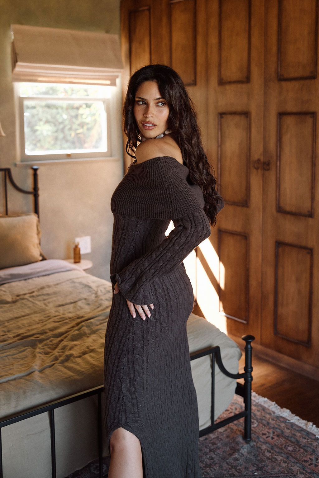 Rhiannon Espresso Sweater Maxi Dress